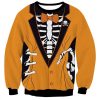 Men DJ Ugly Sweater | Retro Halloween Dress Up Printed Casual Crew Neck Sweatshirt Orange