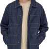 Men BXL Jacket | Men'S Retro Casual Multi-Pocket Solid Color Denim Jacket Dark Blue