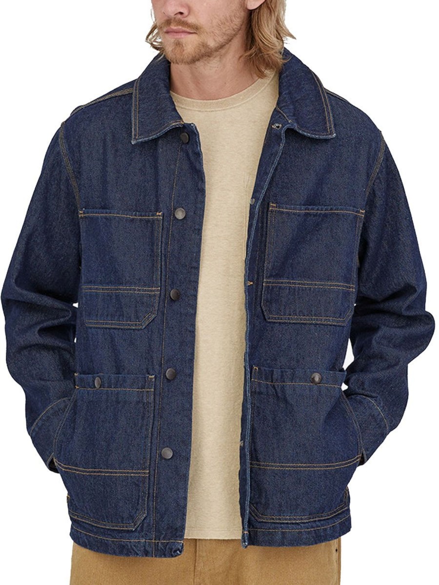 Men BXL Jacket | Men'S Retro Casual Multi-Pocket Solid Color Denim Jacket Dark Blue