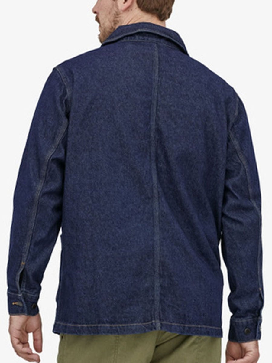 Men BXL Jacket | Men'S Retro Casual Multi-Pocket Solid Color Denim Jacket Dark Blue