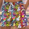 Men LJC Shorts | Zebra Stick Figure Print Track Shorts Photo Color