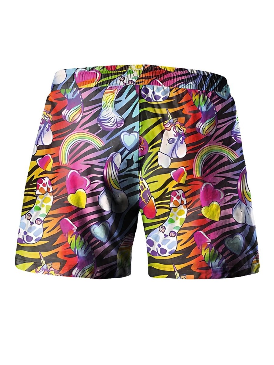 Men LJC Shorts | Zebra Stick Figure Print Track Shorts Photo Color