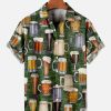 Men HLJ Shirts | Men'S Hawaiian Party Beer Short Sleeve Shirt Green