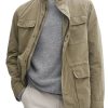 Men BXL Jacket | Vintage Solid Color Cotton Multi-Pocket Waist Drawstring Casual Jacket Khaki