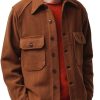 Men DJ Jacket | Solid Color Lapel Double Pocket Casual Woolen Jacket Brick Red