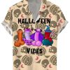 Men DJ Shirts | Happy Halloween Cocks Print Casual Short-Sleeved Shirt