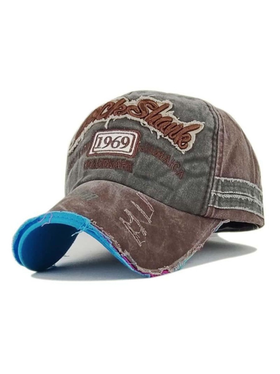 Accessories&Shoes MW | Cotton Distressed Washed 1969 Letter Embroidered Casual Baseball Cap 44545673M