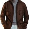 Men BXL Jacket | Retro Solid Color Wool Multi-Pocket Single-Breasted Casual Jacket Brown