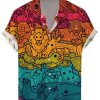 Men DJ Shirts | Gradient Color Animal Print Short Sleeve Shirt