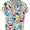 Men DJ Shirts | Hawaiian Colorful Unicorn Print Casual Short Sleeve Shirt Photo Color