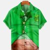 Men DJ Shirts | St. Patrick'S Day Printed Casual Pocket Short Sleeve Shirt Green