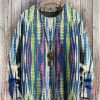 Men BXL Print Sweater | Casual Retro Colorful Tie-Dye Printed Crew Neck Pullover Sweater 82650014Xl Blue