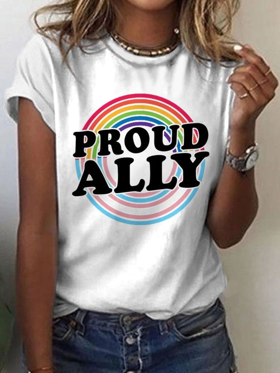 Women DJ | Lgbt Rainbow Proud Ally Lgbt Print Casual T-Shirt