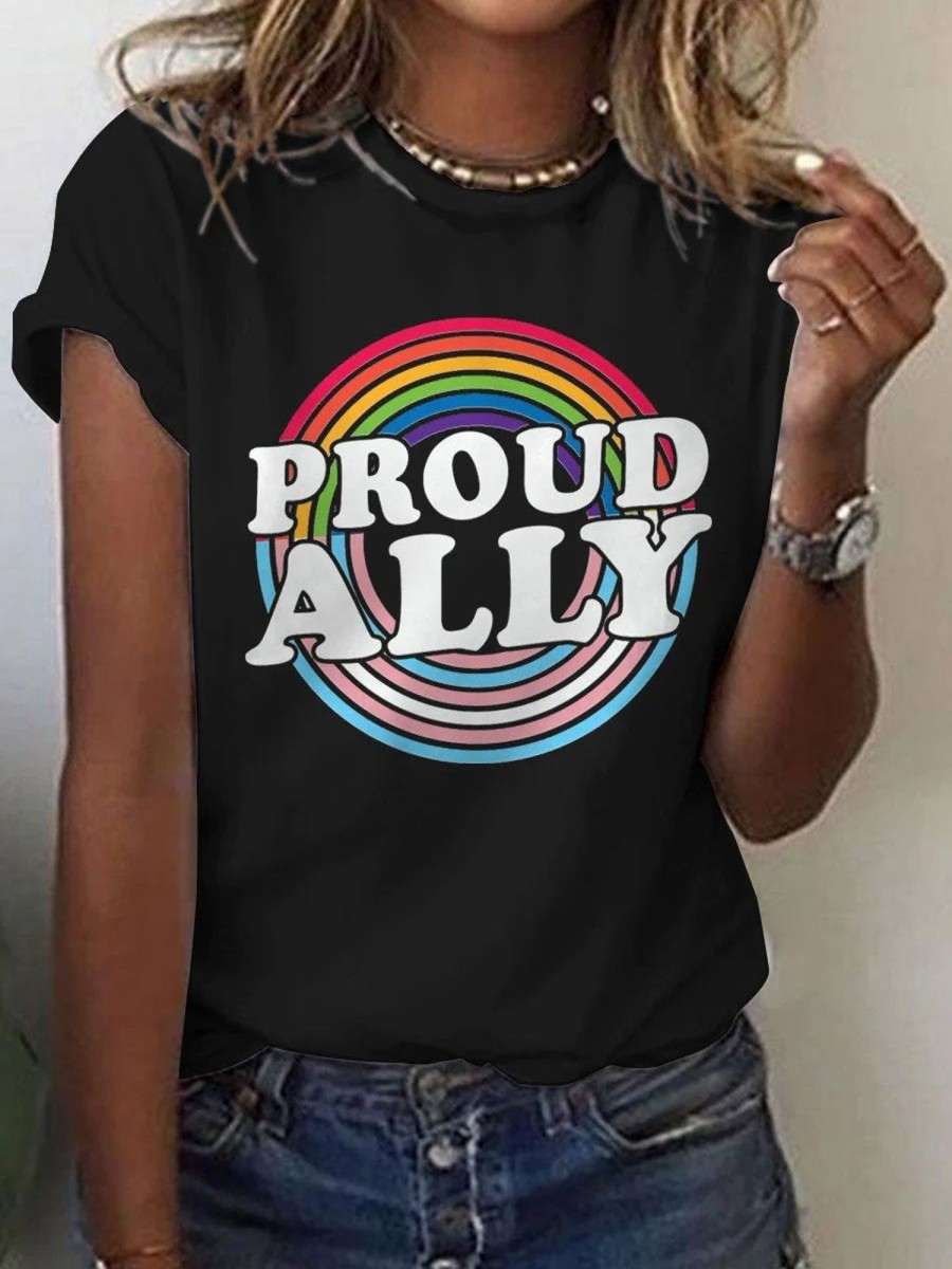 Women DJ | Lgbt Rainbow Proud Ally Lgbt Print Casual T-Shirt