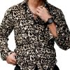 Men QMY Casual Shirts | Velvet Long-Sleeved Shirt Leopard Print