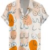 Men GYJ Shirts | Ladies Chest Print Casual Short Sleeve Shirt White