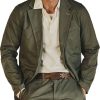 Men BXL Jacket | Retro Multi-Pocket Lapel Solid Cotton Casual Blazer Army Green