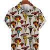 Men DJ Shirts | Men'S Sexy Mushroom Print Casual Short Sleeve Shirt