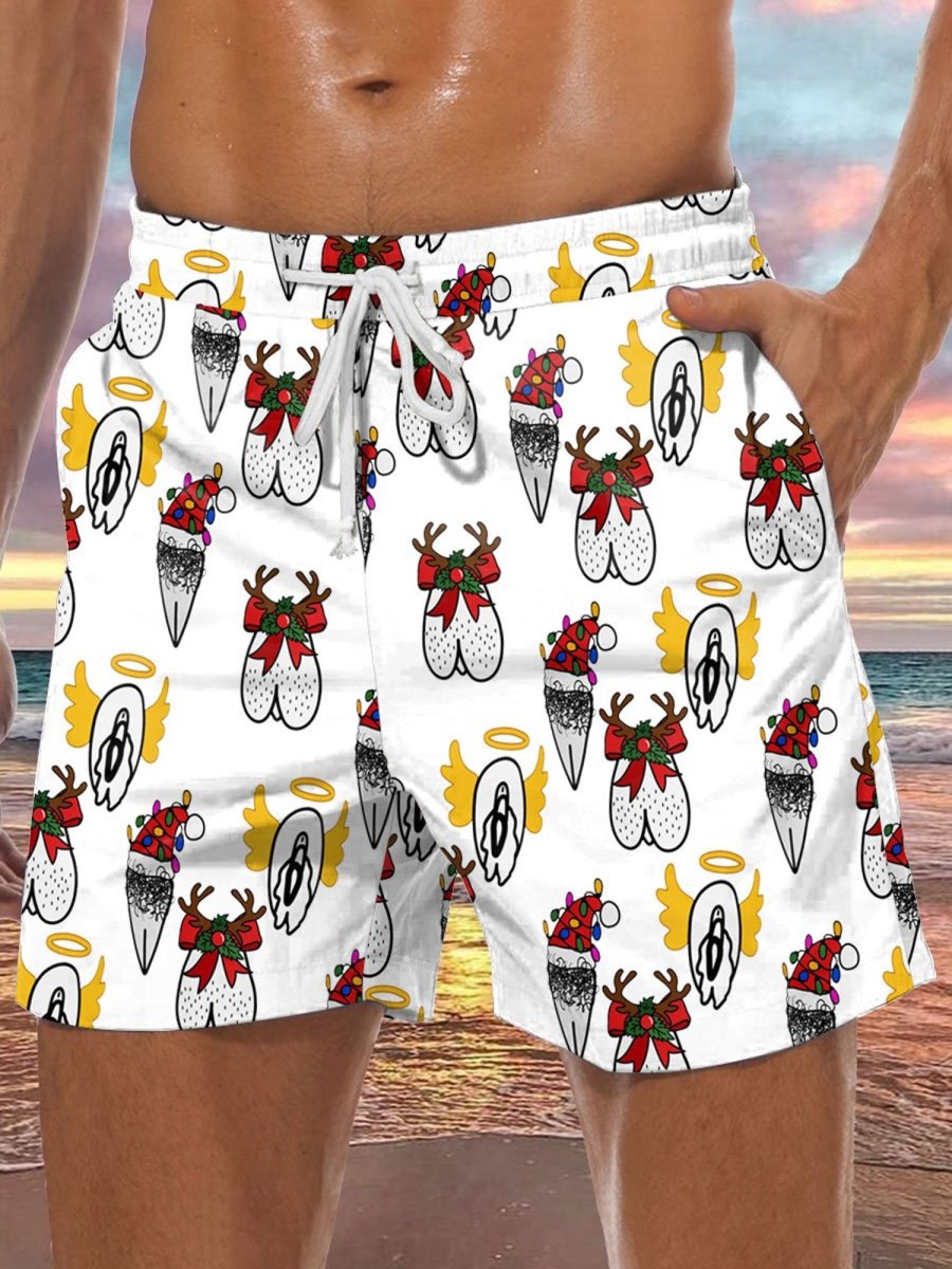 Men BXL Shorts | Hawaiian Fun Christmas Art Print Casual Shorts