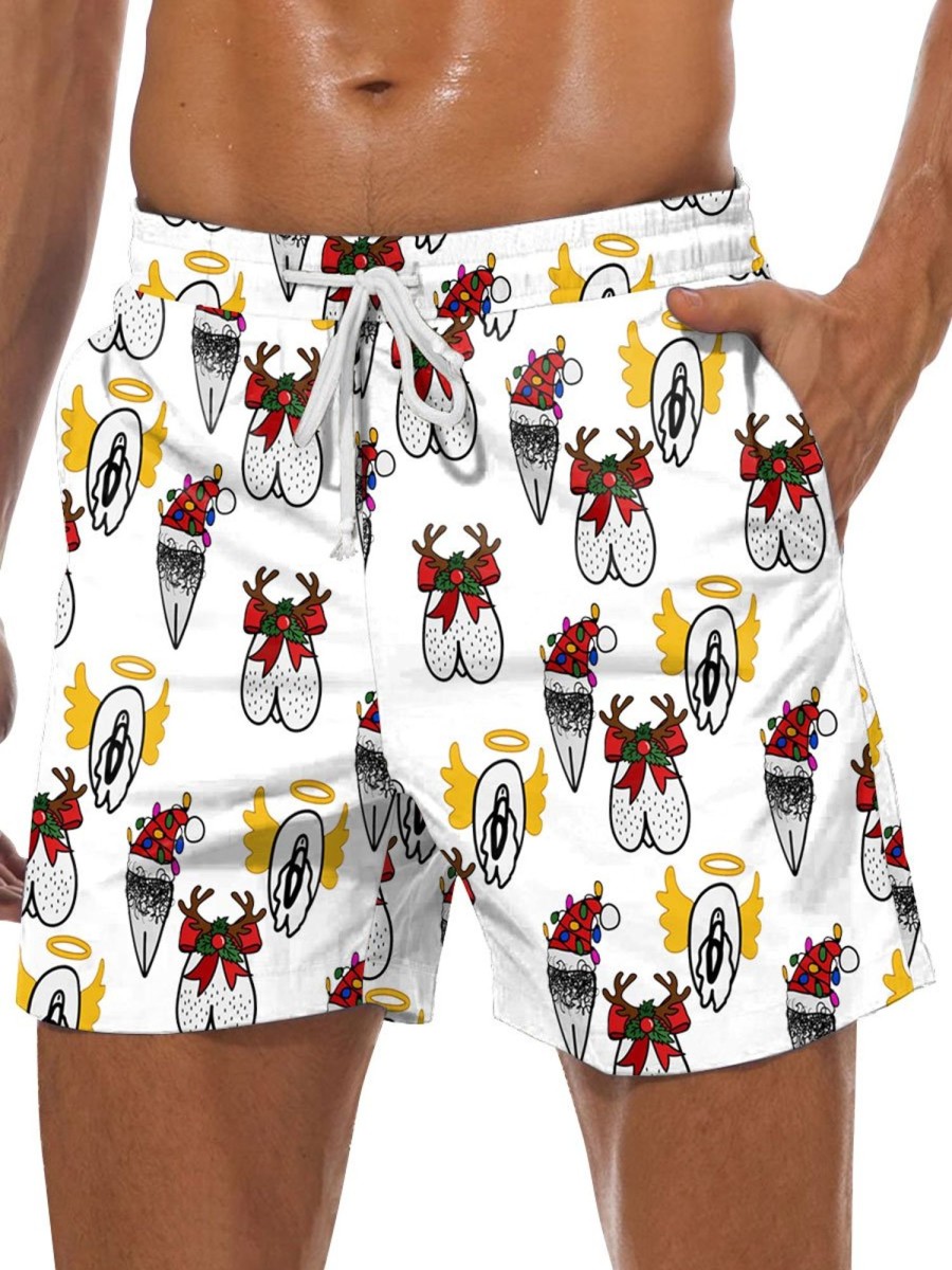 Men BXL Shorts | Hawaiian Fun Christmas Art Print Casual Shorts