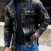 Men DJ Print Jacket | Men'S Textured Geometric Print Waffle Pocket Jacket Photo Color