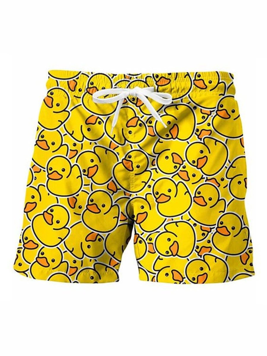 Men DJ Shorts | Fashion Duckling Printing Shorts Yellow