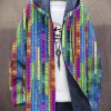 Men DJ Print Jacket | Men'S Colorful Artistic Geometric Print Double Pocket Hooded Jacket Parka Photo Color