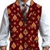 Men BXL Vest | Men'S Retro Ethnic Print Multi-Pocket Casual Vest Wine Red