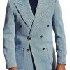 Men BXL Jacket | Retro Woolen Double-Breasted Casual Blazer Blue