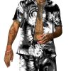 Men DJ Set | Vintage Tie-Dye Printed Short-Sleeved Shirt And Shorts Two-Piece Set Black