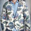 Men BXL Print Cardigan | Men'S Casual Pei Single Breasted V-Neck Knitted Cardigan Photo Color