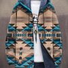 Men LJC Jacket | Retro Geometric Plus Print Double Pocket Hoodie Jacket Photo Color