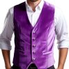 Men BXL Vest | Men'S Retro Solid Color Velvet Casual Pocket Vest Purple