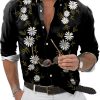 Men QMY Shirts | Casual Floral Contrast Print Long-Sleeved Shirt Photo Color