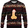 Men DJ Ugly Sweater | Christmas Big Cocks Printed Casual Crew Neck Sweatshirt Photo Color