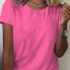 Women DJ | Solid Color Barbie Casual Round Neck Short Sleeve T-Shirt Pink