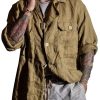 Men DJ Jacket | Vintage American Lapel Double Pocket Single Breasted Jacket Army Green