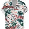 Men LJC Shirts | Watercolor Tiger Print Casual Short Sleeve Shirt Photo Color