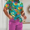 Men DJ Set | Pineapple Hawaii Hola Printing Shorts Suit Photo Color