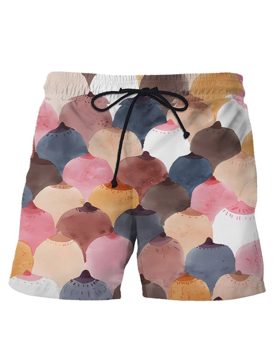 Men HWT Shorts | Men'S Shorts Watercolor Multinational Boobs Print Beach Shorts Photo Color