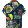 Men HLJ Shirts | Fancy Lemon Print Hawaiian Short Sleeve Shirt Dark Blue