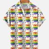 Men DJ Shirts | Men'S Lgbt Rainbow Gradient Pride Love Cats Casual Print Shirt Photo Color