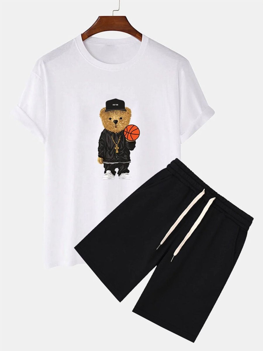 Men DJ Set | Basketball Bear Print T-Shirt Set