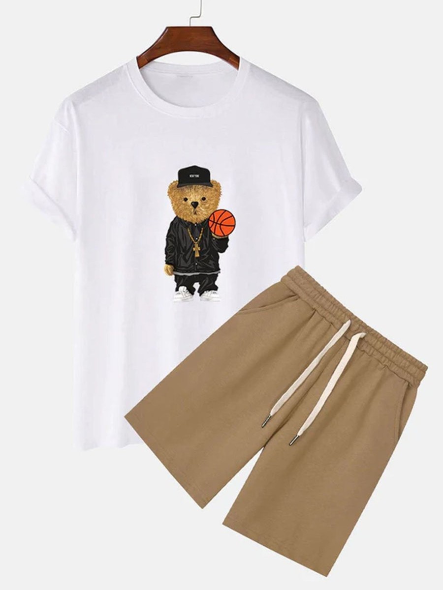 Men DJ Set | Basketball Bear Print T-Shirt Set