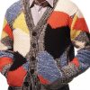 Men DJ Cardigan | Retro Multicolor Ethnic Jacquard Pocket Lapel Knitted Cardigan Photo Color