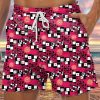 Men LJC Shorts | Square Floral Print Hawaiian Track Shorts Photo Color