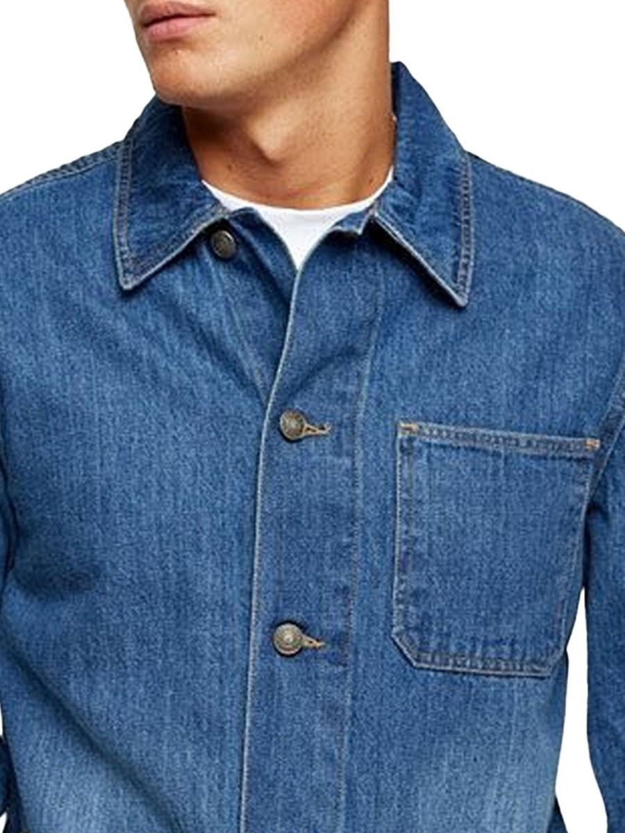 Men BXL Jacket | Men'S Retro Casual Multi-Pocket Denim Jacket Blue