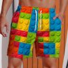 Men GYJ Shorts | Colorful Puzzle Hawaiian Lounge Shorts Photo Color