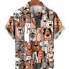 Men HLJ Shirts | Men'S Funny Multicolor Dog Print Short Sleeve Shirt Photo Color