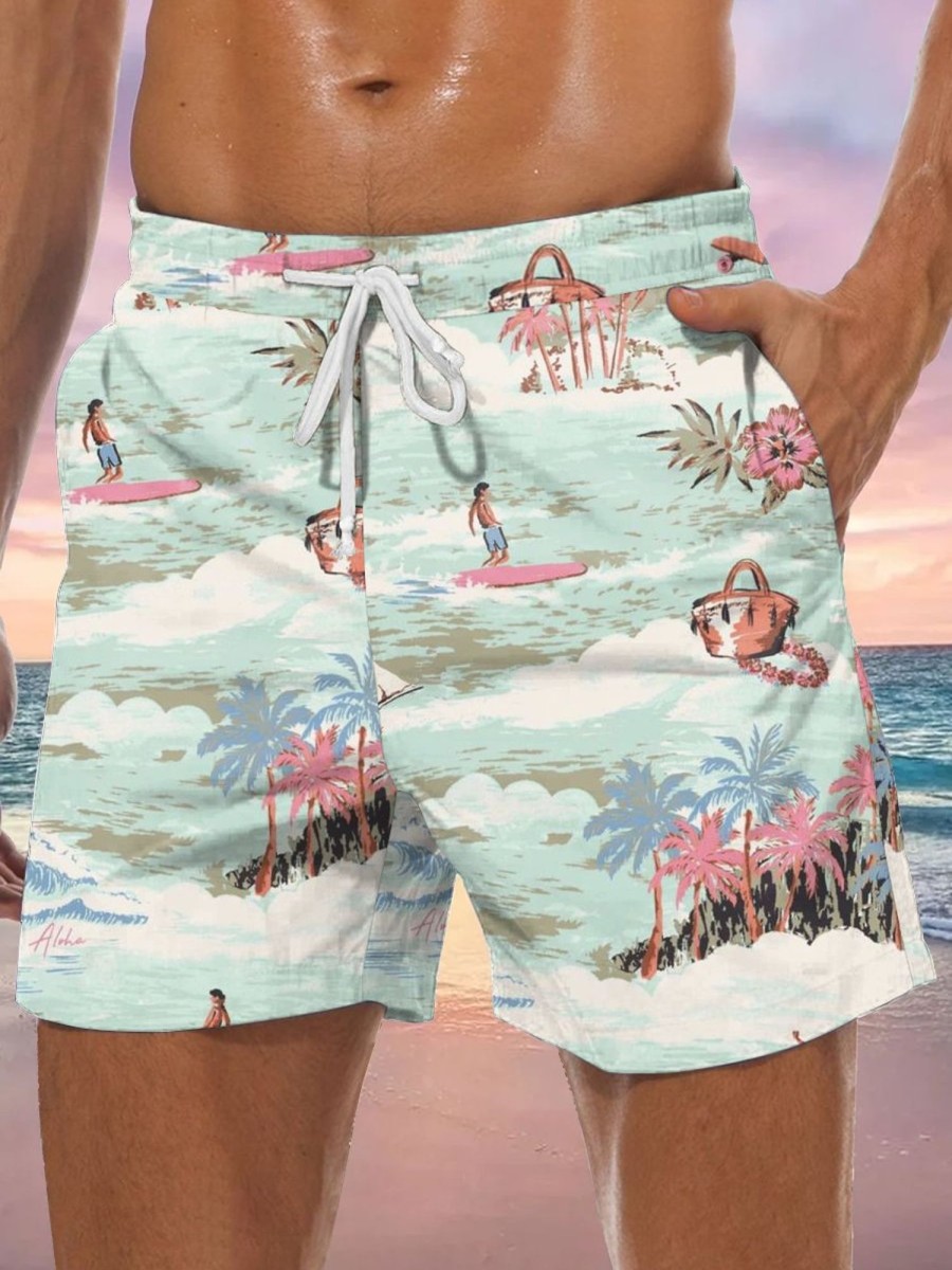 Men GYJ Shorts | Coconut Island Print Shorts Green